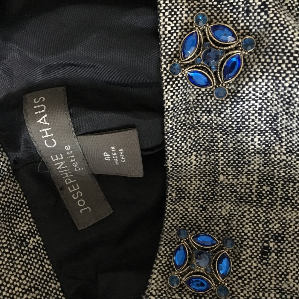 gray 3/4 sleeve blazer w/crystal snap buttons - Picture 7 of 8